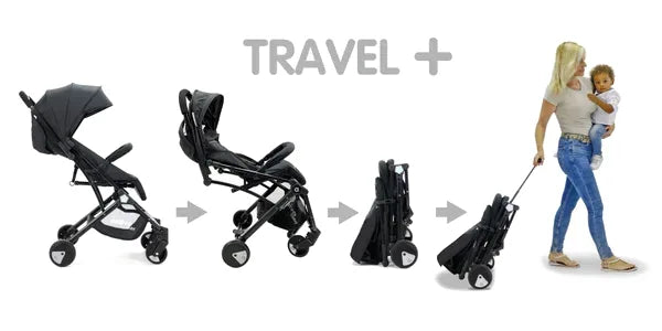 Klapvogn Flight Travel+ – Sort, aqua – Asalvo