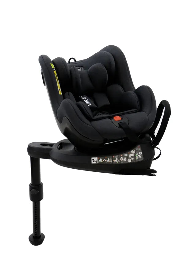 Autostol 0-18 kg I-Size 360° drejelig med ISOfix & støtteben, justerbar nakkestøtte – Asalvo