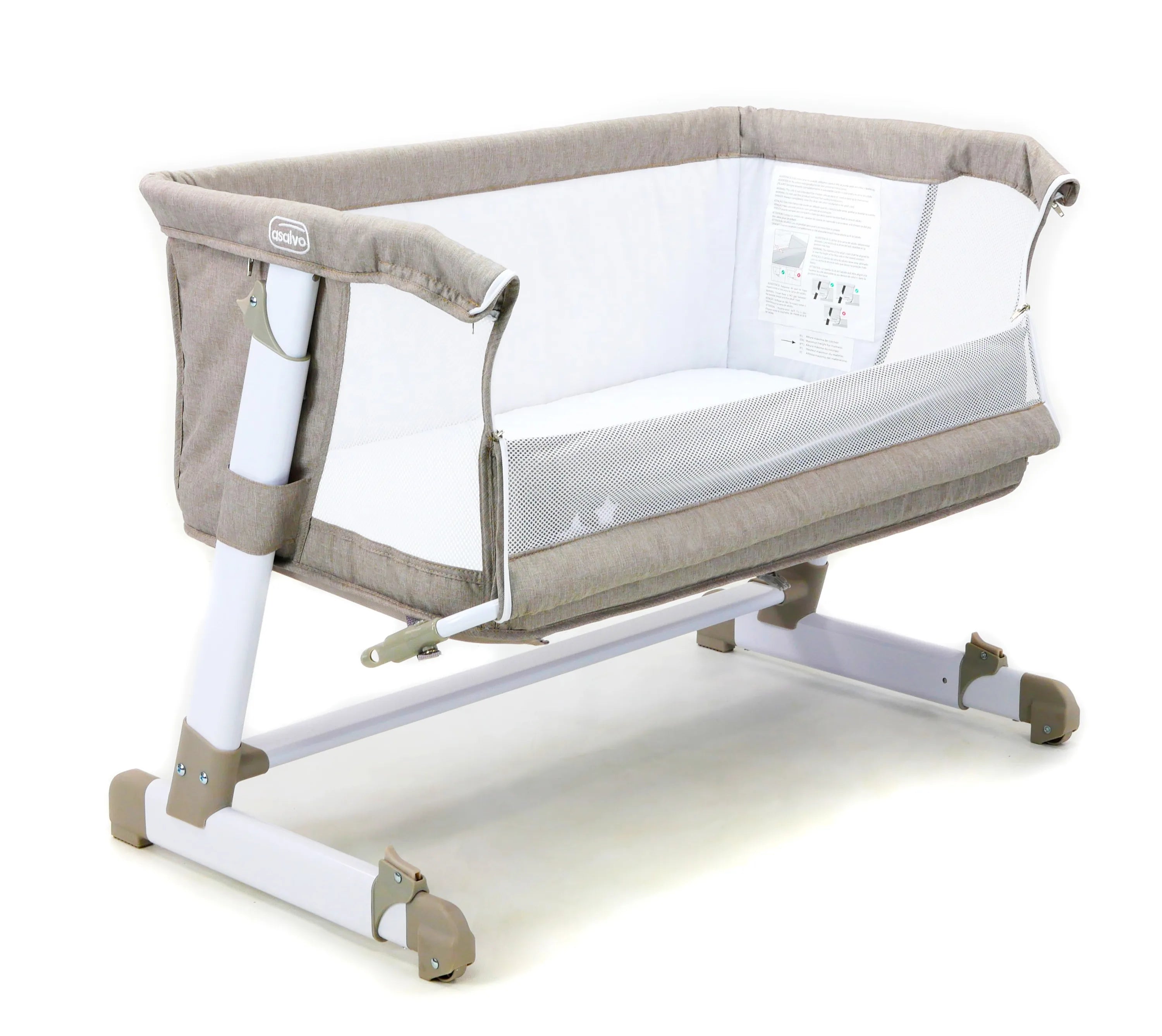 Asalvo Bed Side Crib, Melange Beige