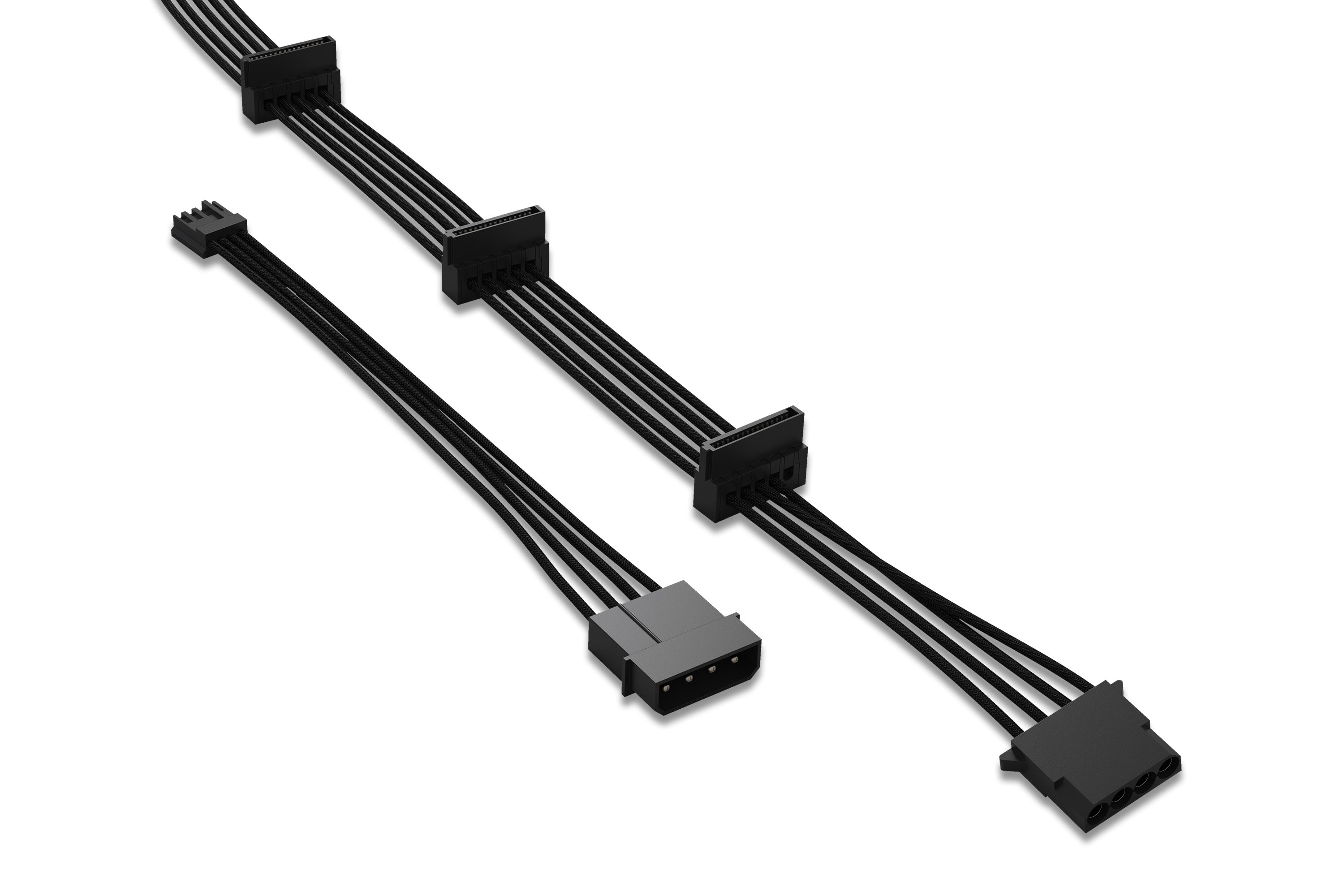 be quiet! MULTI POWER CABLE 4-PIN mini-strømforsyningsforbinder 15 pin Serial ATA strøm Sort 100cm Strømkabel