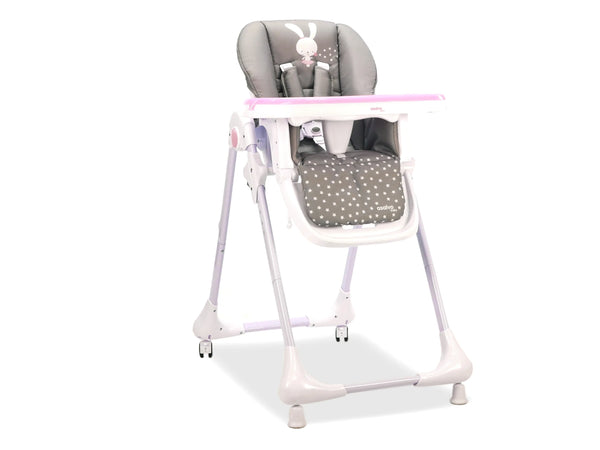 Asalvo Højstol med hjul, Kanin/Pink
