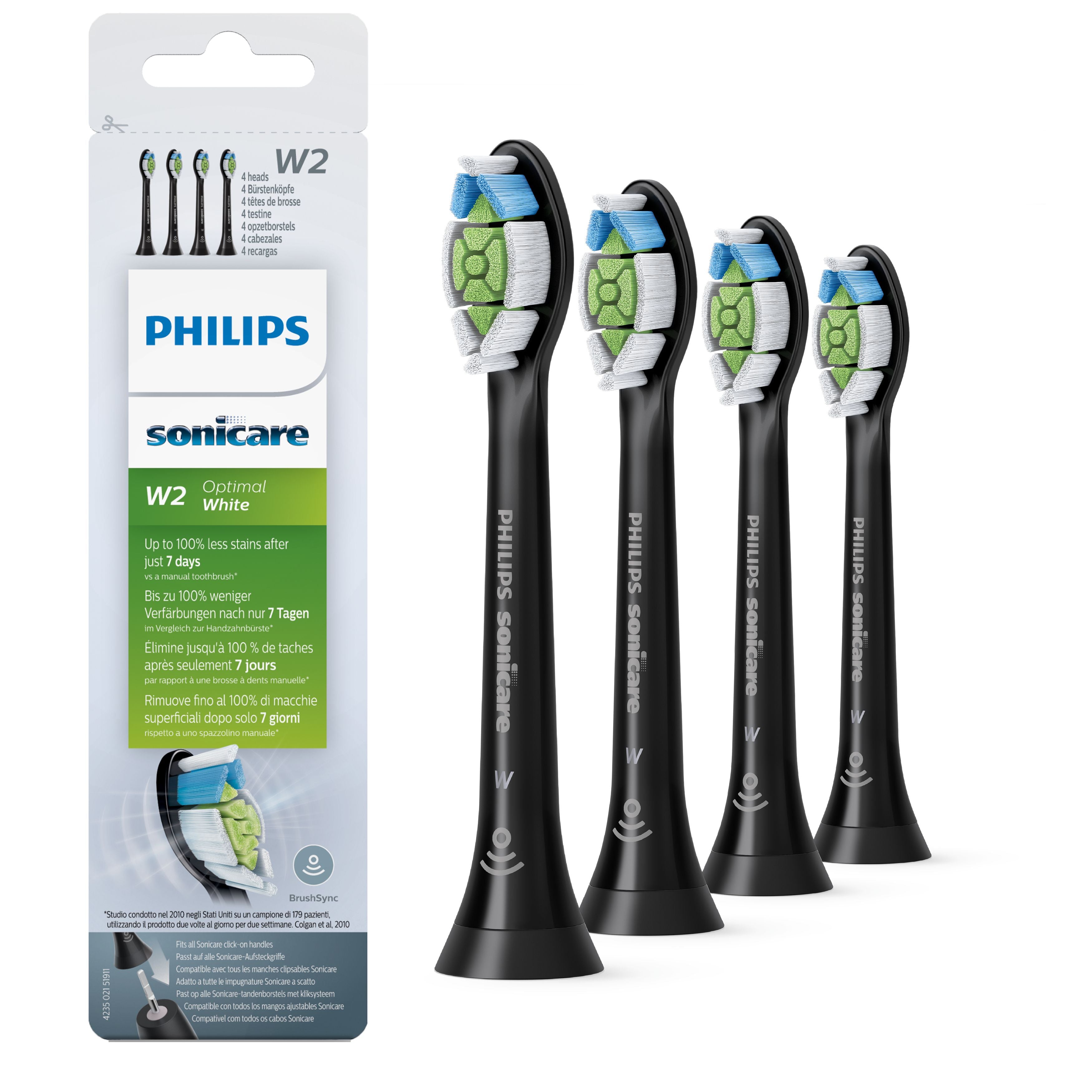 Philips Sonicare W HX6064 Optimal White Ekstra tandbørstehoved 4 Sort