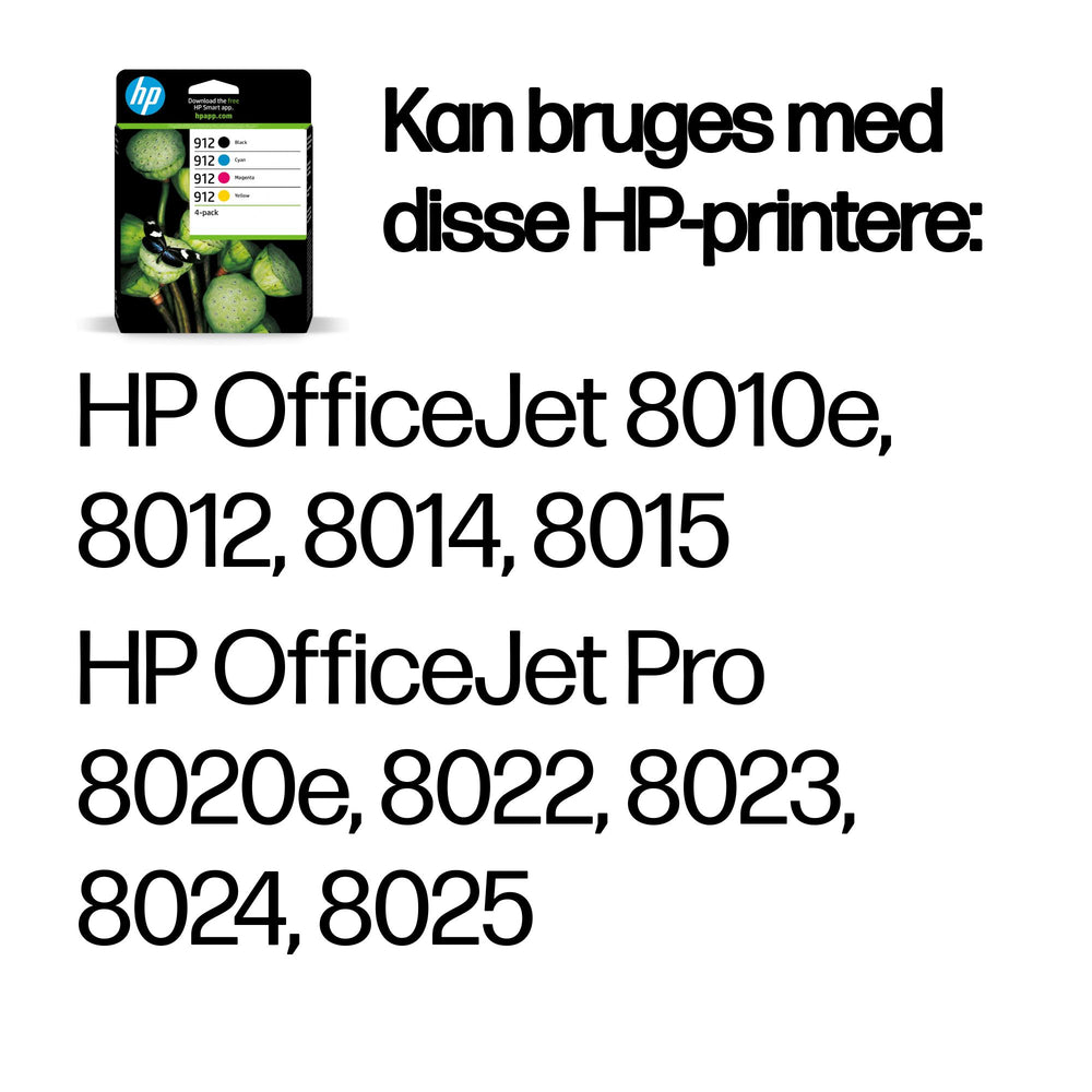 HP 912 Sort Gul Cyan Magenta Blæk 6ZC74AE