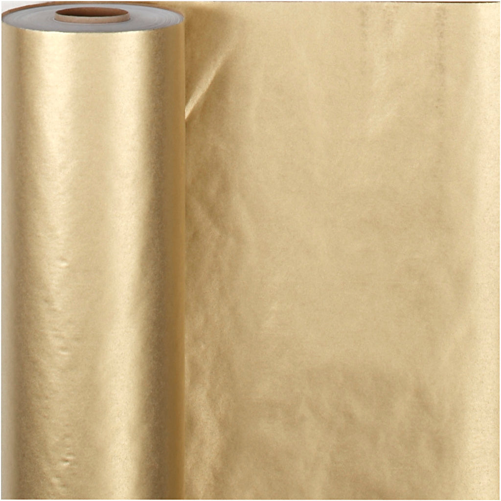 Gavepapir, B: 50 cm, 60 g, guld, 100 m/ 1 rl.