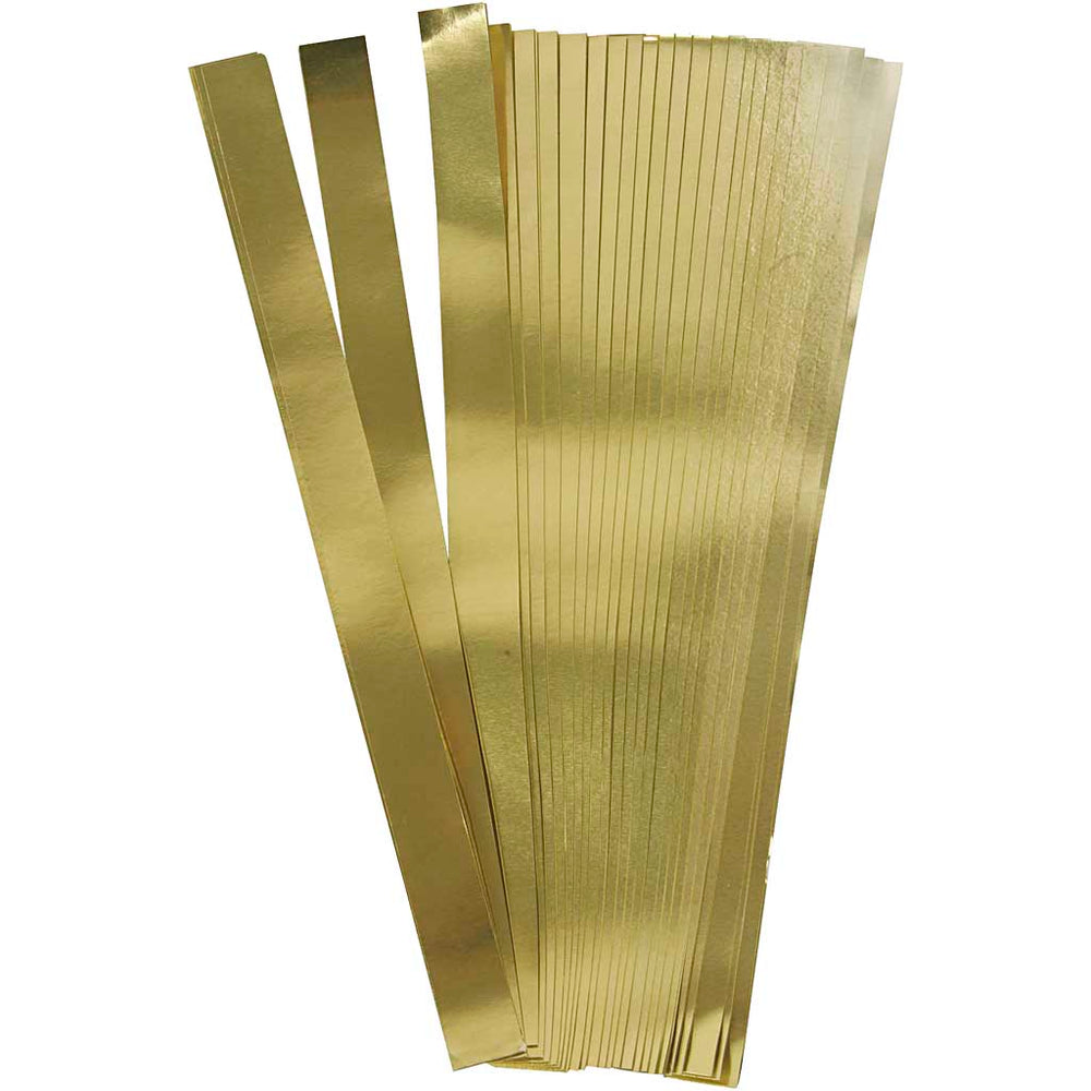 Stjernestrimler, L: 45 cm, B: 10 mm, diam. 4,5 cm, guld, 100 strimler/ 1 pk.