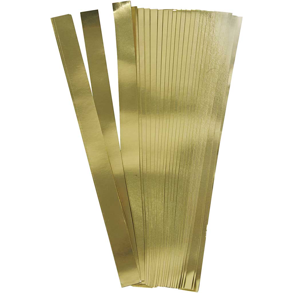Stjernestrimler, L: 45 cm, B: 10 mm, diam. 4,5 cm, guld, 100 strimler/ 1 pk.