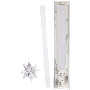 Stjernestrimler, L: 73 cm, B: 25 mm, diam. 11,5 cm, hvid, 100 strimler/ 1 pk.