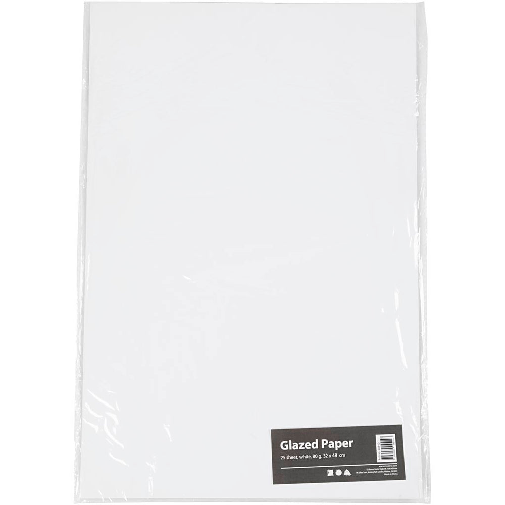 Glanspapir, ark 32x48 cm, 80 g, hvid, 25 ark/ 1 pk.