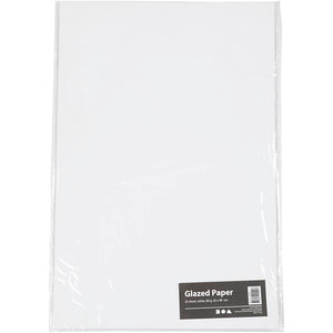 Glanspapir, ark 32x48 cm, 80 g, hvid, 25 ark/ 1 pk.