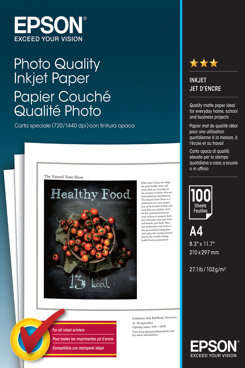 Epson Photo Quality Ink Jet Paper Papir A4 (210 x 297 mm) 100ark C13S041061