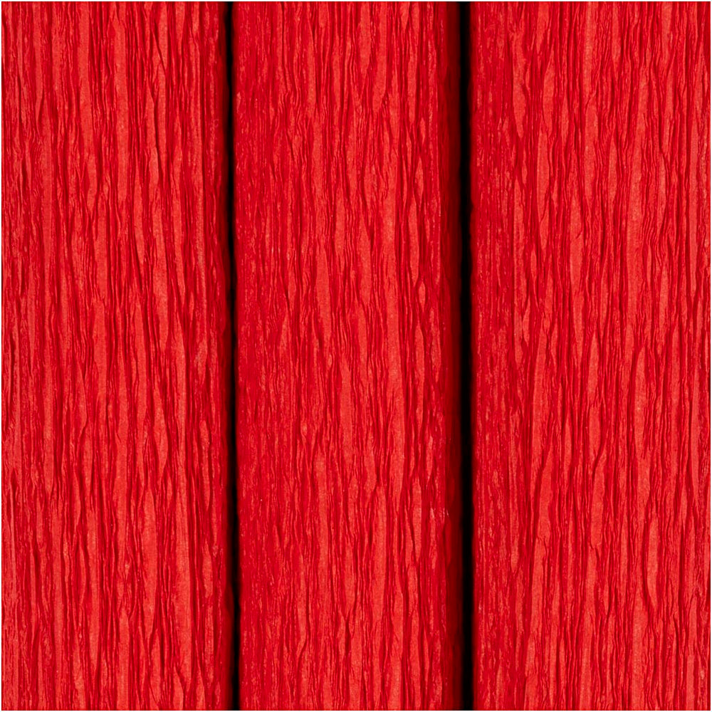 Crepepapir, ark 25x60 cm, Stræk/crepe: 180%, 105 g, rød, 3 ark/ 1 pk.