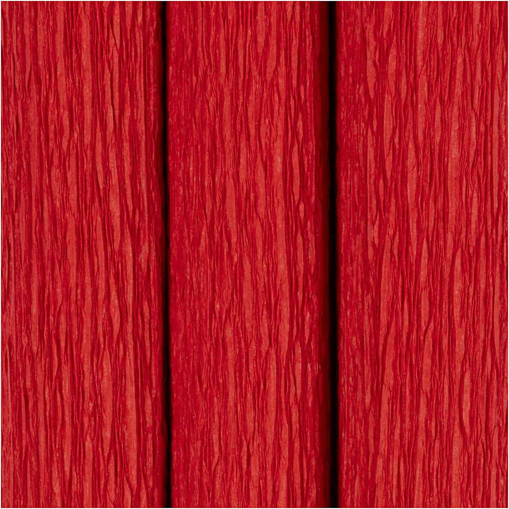 Crepepapir, ark 25x60 cm, Stræk/crepe: 180%, 105 g, rød, 3 ark/ 1 pk.