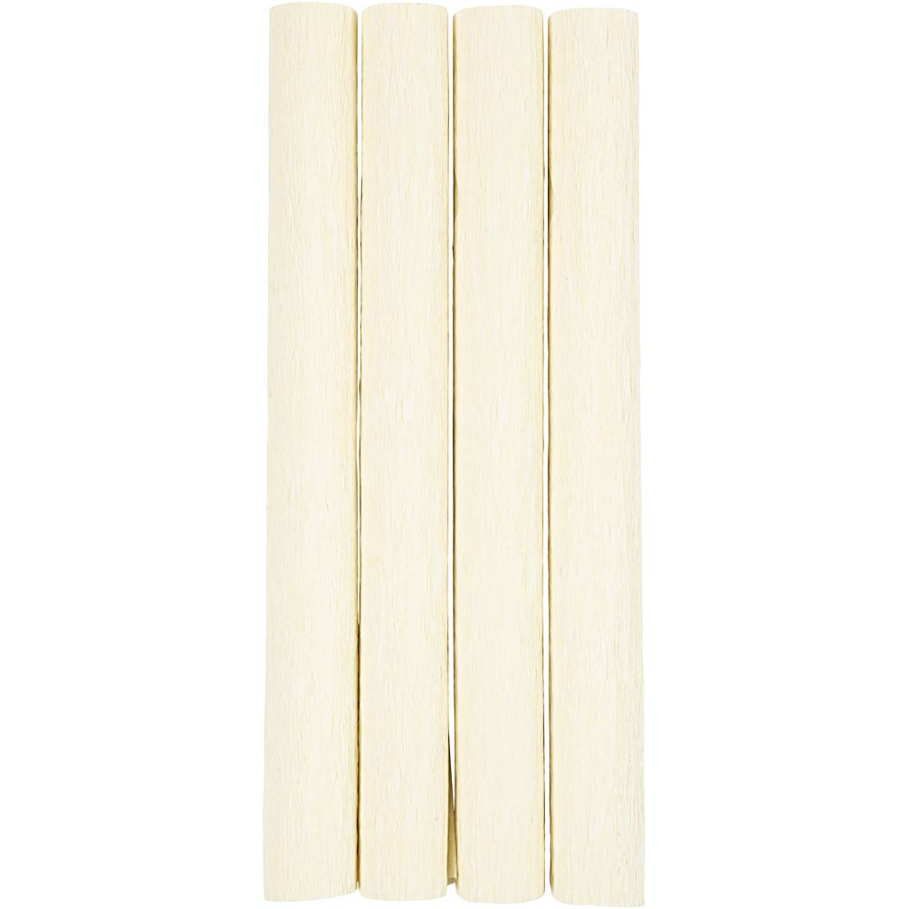 Crepepapir, ark 25x60 cm, Stræk/crepe: 180%, 105 g, off white, 4 ark/ 1 pk.