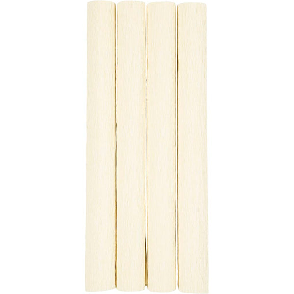 Crepepapir, ark 25x60 cm, Stræk/crepe: 180%, 105 g, off white, 4 ark/ 1 pk.