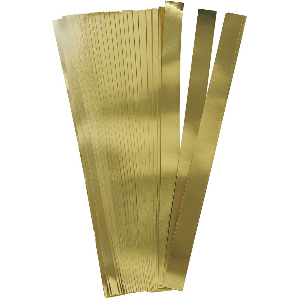 Stjernestrimler, L: 45 cm, diam. 6,5 cm, B: 15 mm, guld, 100 strimler/ 1 pk.