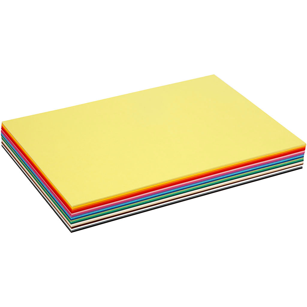 Kulørt karton, A3, ark 297x420 mm, 180 g, ass. farver, 300 ass. ark/ 1 pk.