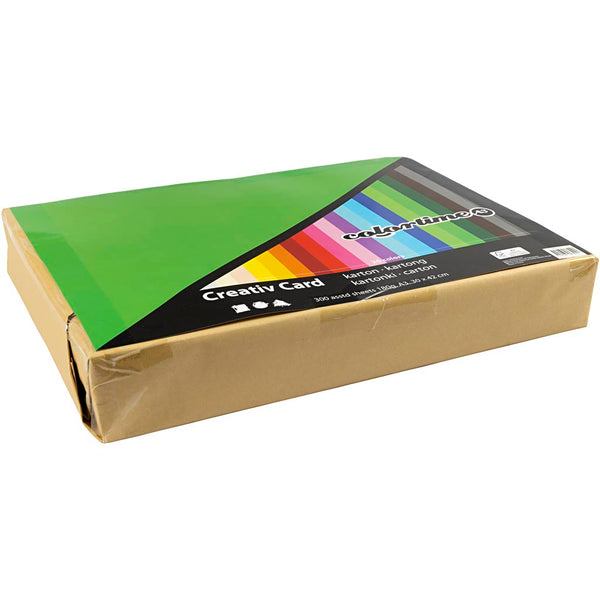 Creativ Karton, A3, ark 297x420 mm, 180 g, ass. farver, 300 ass. ark/ 1 pk.