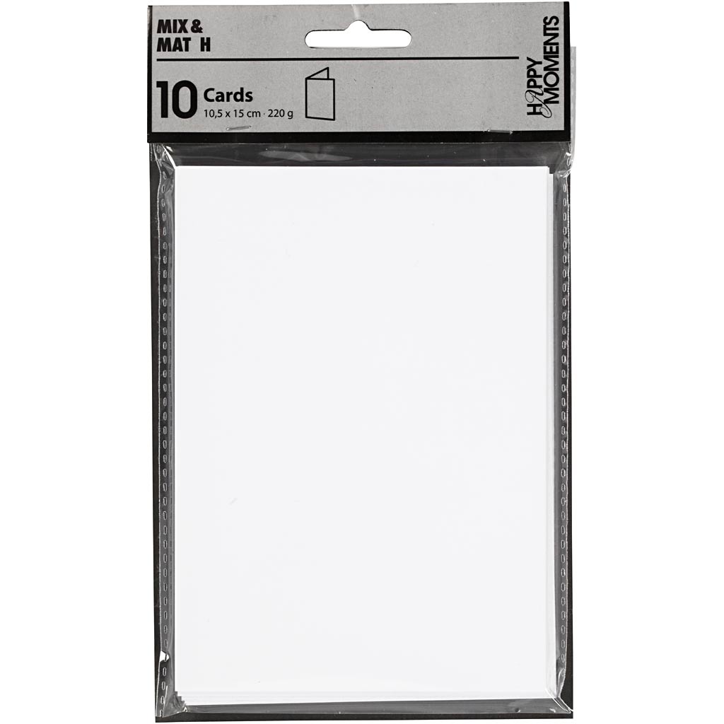 Kort, kort str. 10,5x15 cm, 220, hvid, 10 stk./ 1 pk.