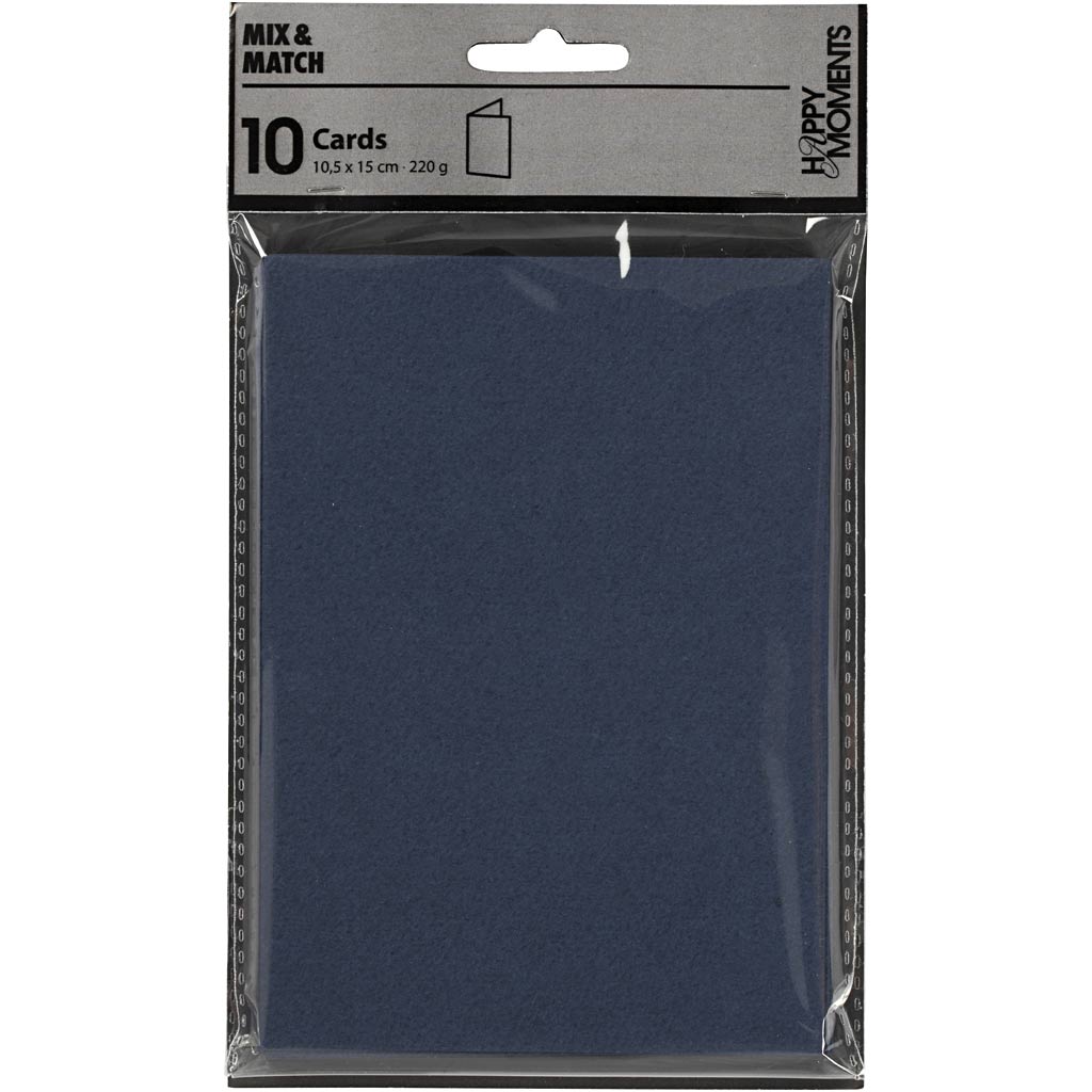 Kort, kort str. 10,5x15 cm, 220 g, blå, 10 stk./ 1 pk.