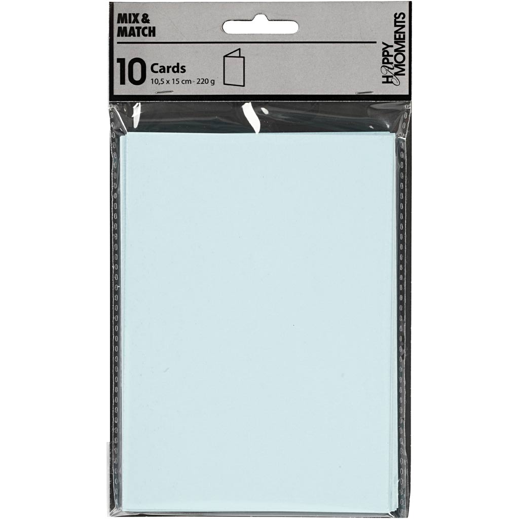 Kort, kort str. 10,5x15 cm, 220 g, lyseblå, 10 stk./ 1 pk.