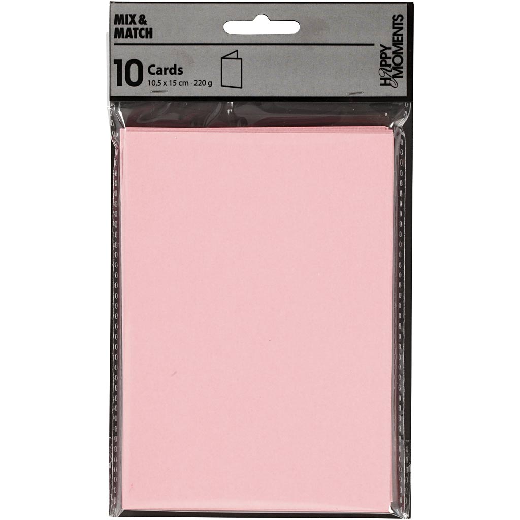 Kort, kort str. 10,5x15 cm, 220 g, rosa, 10 stk./ 1 pk.