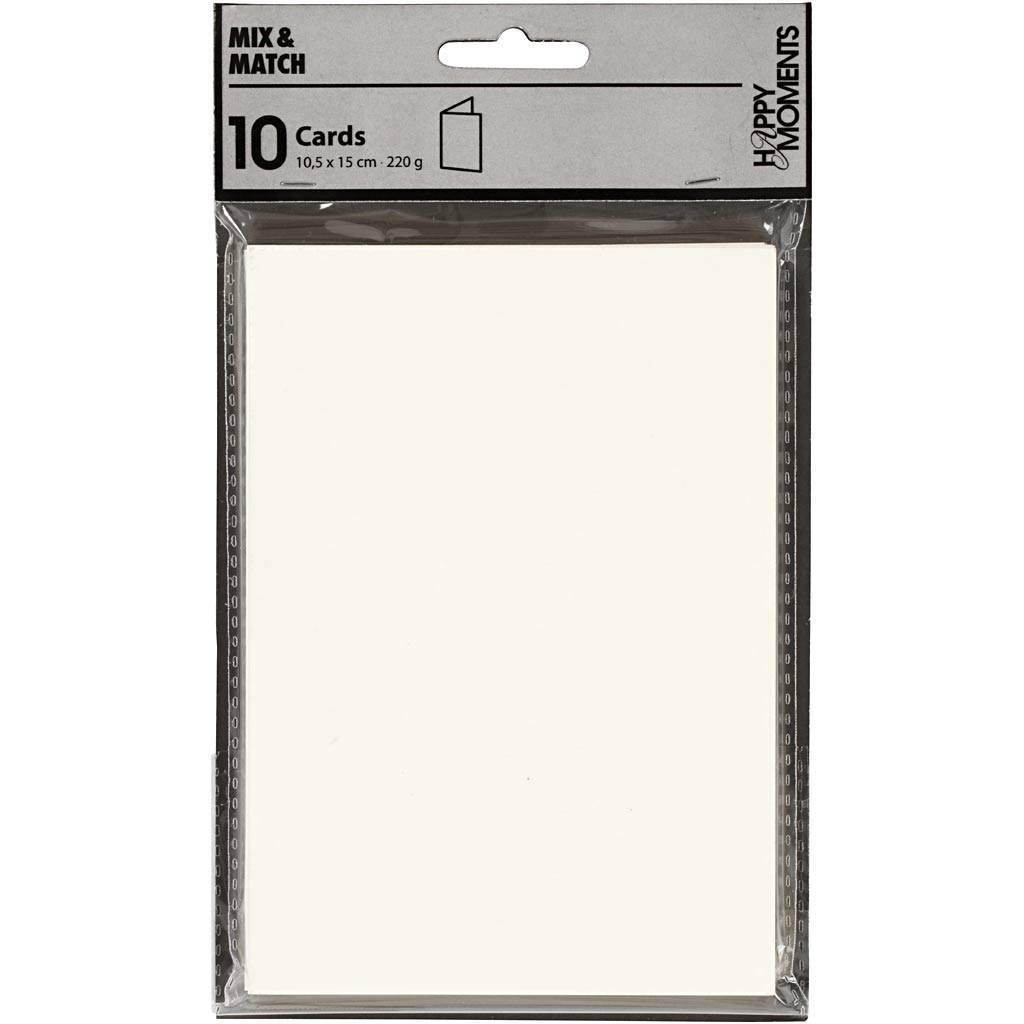 Kort, kort str. 10,5x15 cm, 220, råhvid, 10 stk./ 1 pk.