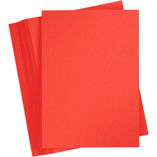 Karton, A4, ark 210x297 mm, 180 g, rød, 100 ark/ 1 pk.