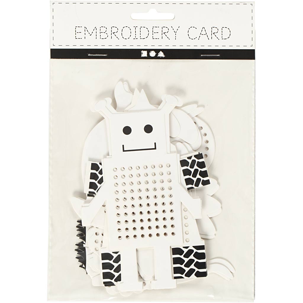 Broderifigurer, dyr/robotter, H: 8-13 cm, B: 8-13 cm, hvid, 6x3 stk./ 1 pk.