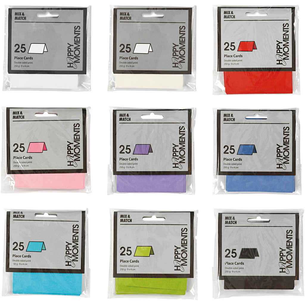 Bordkort, str. 9x4 cm, Indhold kan variere, 250 g, ass. farver, 30 pk./ 1 pk.