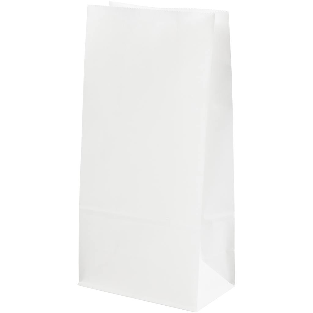 Papirposer, H: 22,5 cm, str. 6,5x11 cm, 50 g, hvid, 10 stk./ 1 pk.