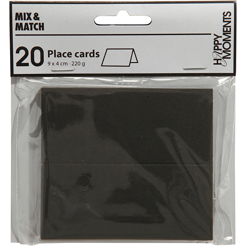 Bordkort, str. 9x4 cm, 220 g, sort, 20 stk./ 1 pk.