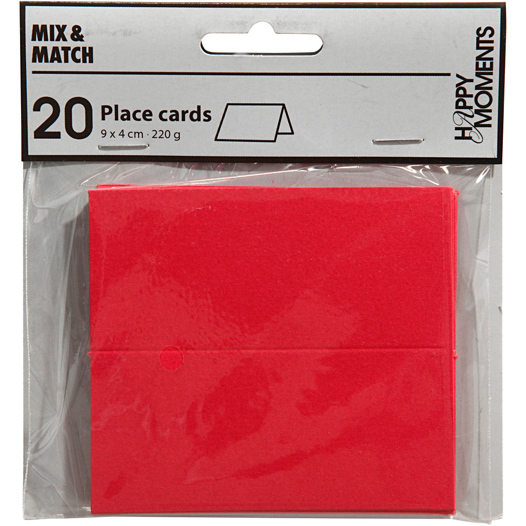 Røde Bordkort 9x4 cm - 20 stk. i 220 g Karton