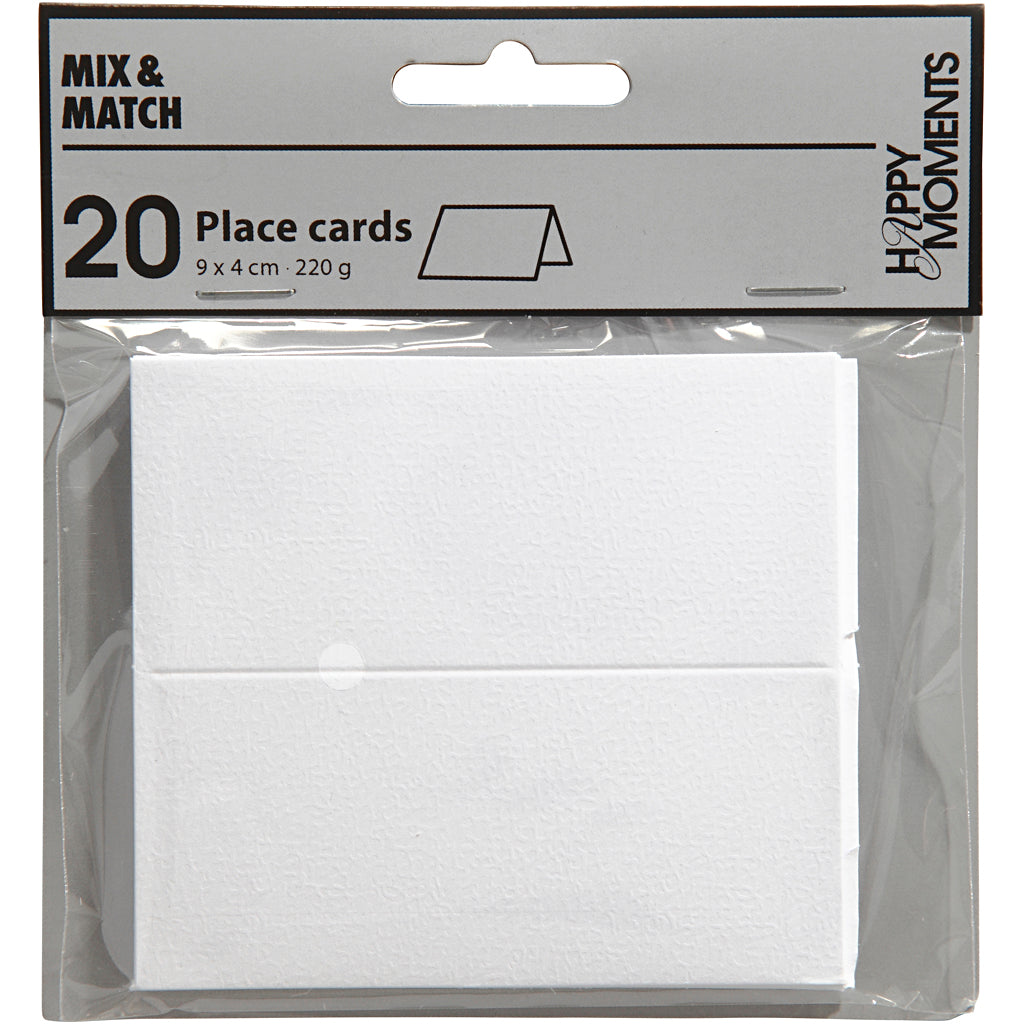 Bordkort, str. 9x4 cm, 220 g, råhvid, 20 stk./ 1 pk.