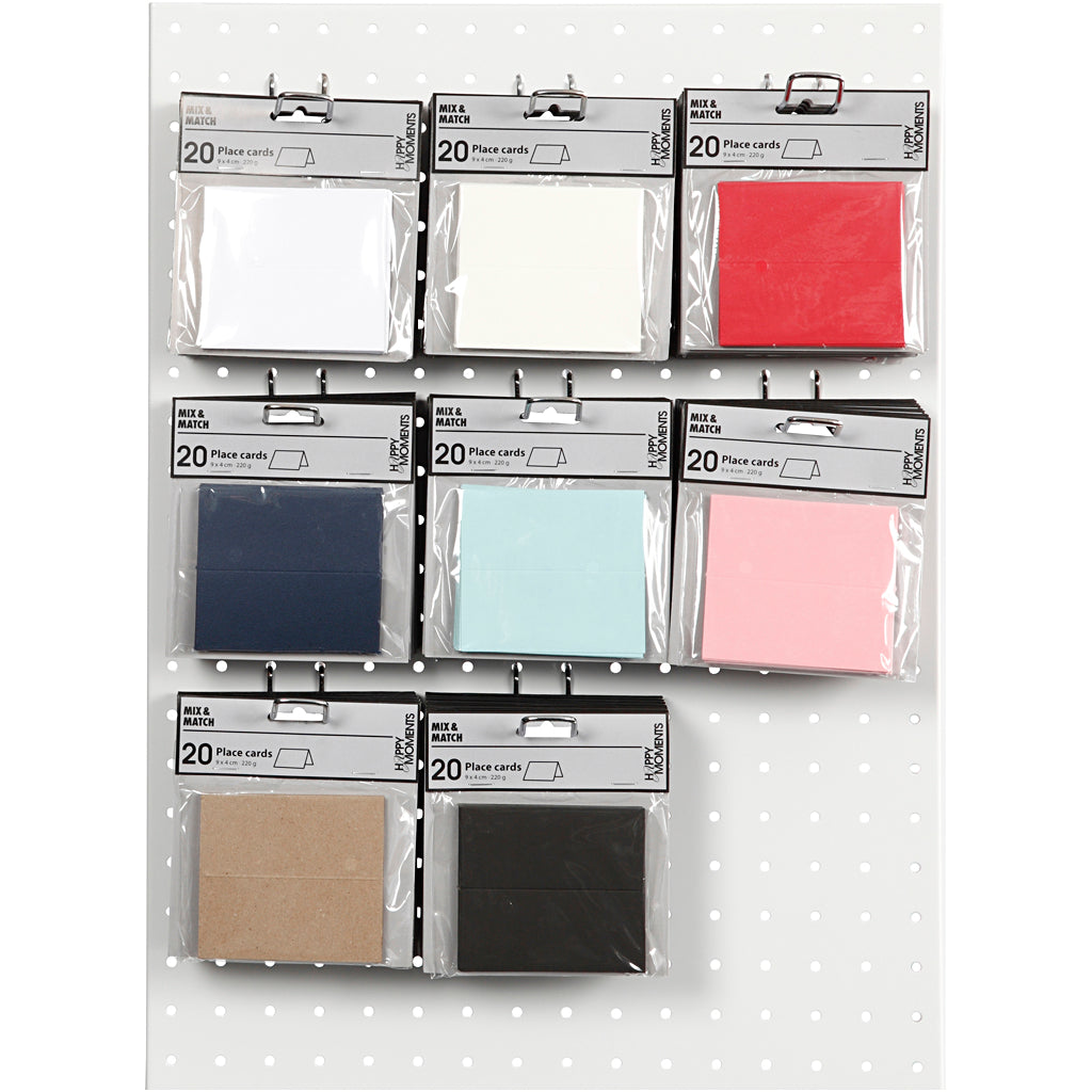 Bordkort, str. 9x4 cm, 220 g, ass. farver, 8x10 pk./ 1 pk.