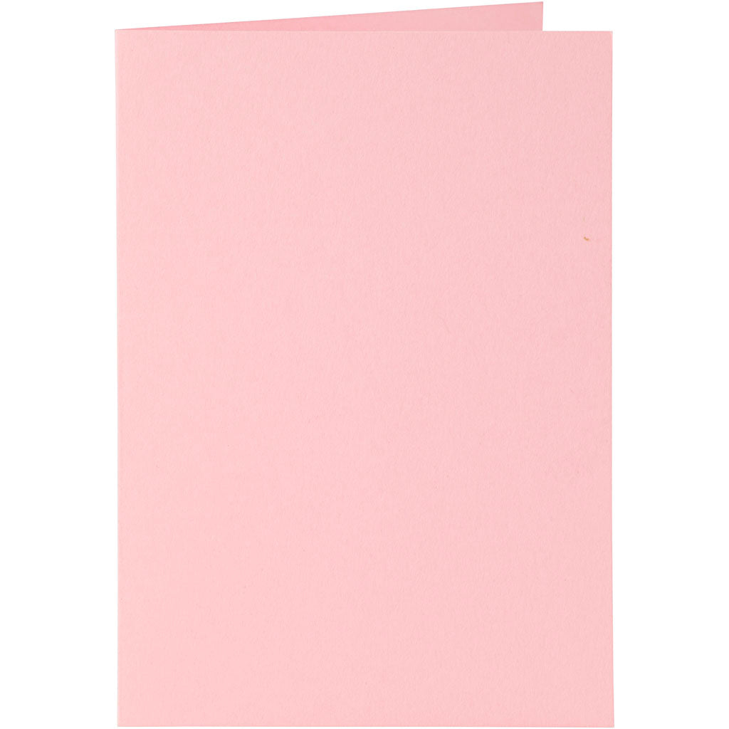 Kort og kuverter, kort str. 10,5x15 cm, kuvert str. 11,5x16,5 cm, 110+220 g, rosa, 6 sæt/ 1 pk.