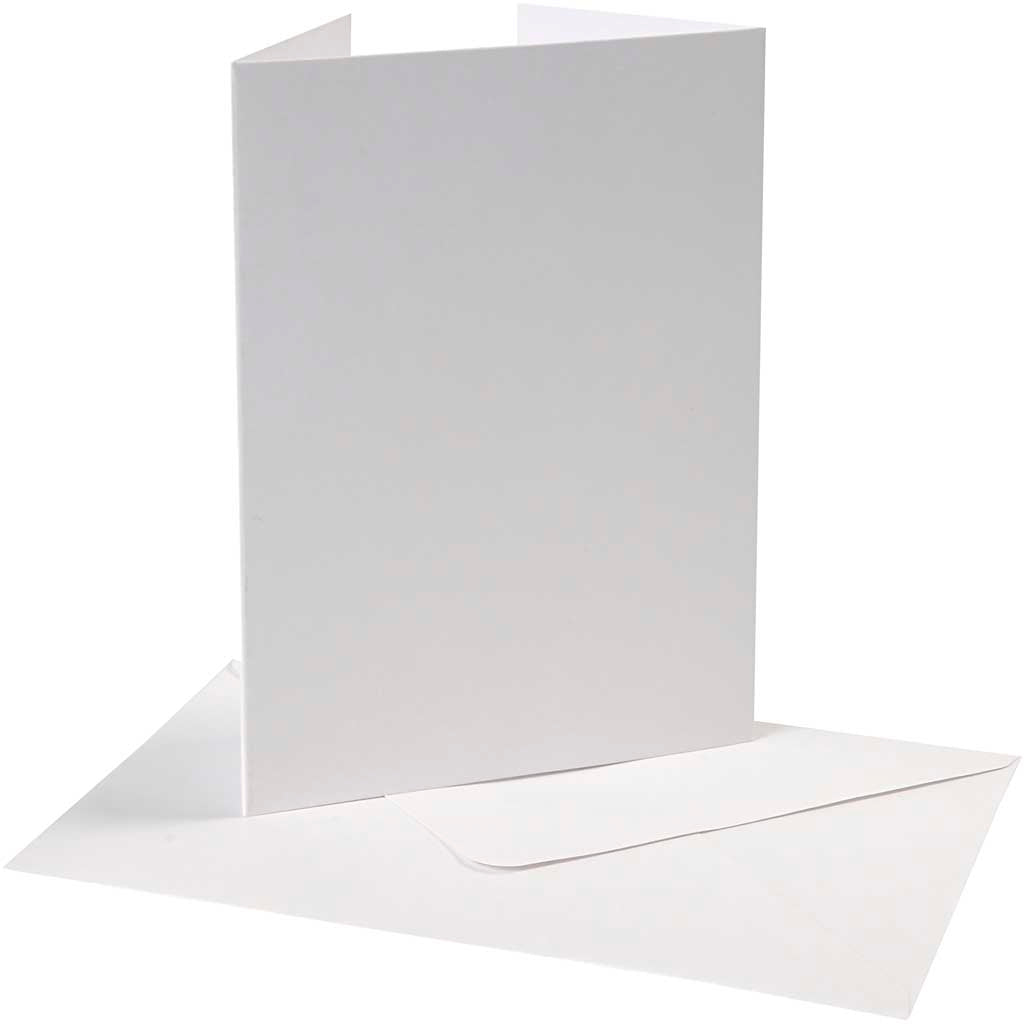 Perlemorskort med kuvert, kort str. 10,5x15 cm, kuvert str. 11,5x16,5 cm, 230+120 g, hvid, 10 sæt/ 1 pk.