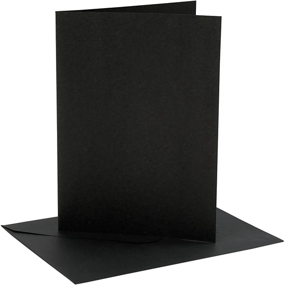 Kort og kuverter, kort str. 12,7x17,8 cm, kuvert str. 13,3x18,5 cm, 230 g, sort, 4 sæt/ 1 pk.