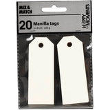 Manilamærker, str. 3x8 cm, 220 g, råhvid, 20 stk./ 1 pk.