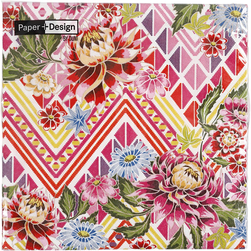 Servietter, Blomster, str. 33x33 cm, 20 stk./ 1 pk.