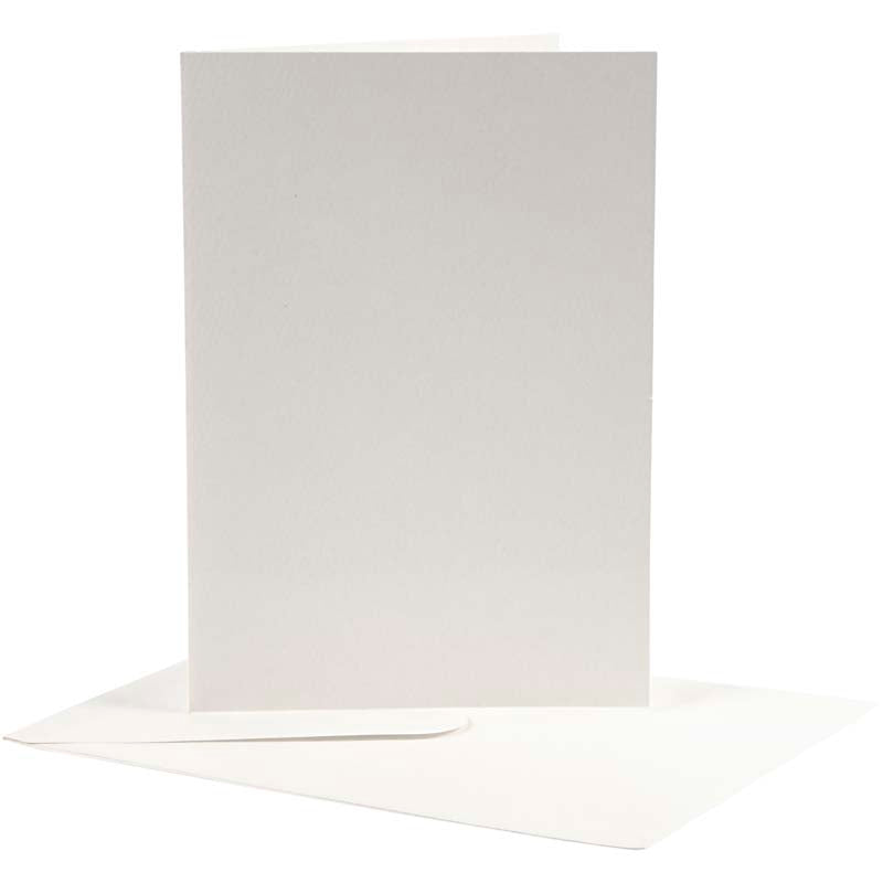 Brevkort, kort str. 12,5x17,5 cm, kuvert str. 14x19 cm, råhvid, 10 sæt/ 1 pk.