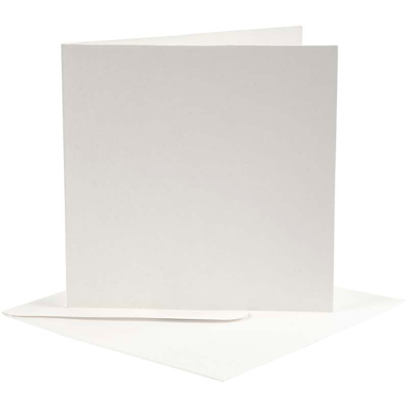 Brevkort, kort str. 12,5x12,5 cm, kuvert str. 13,5x13,5 cm, råhvid, 10 sæt/ 1 pk.