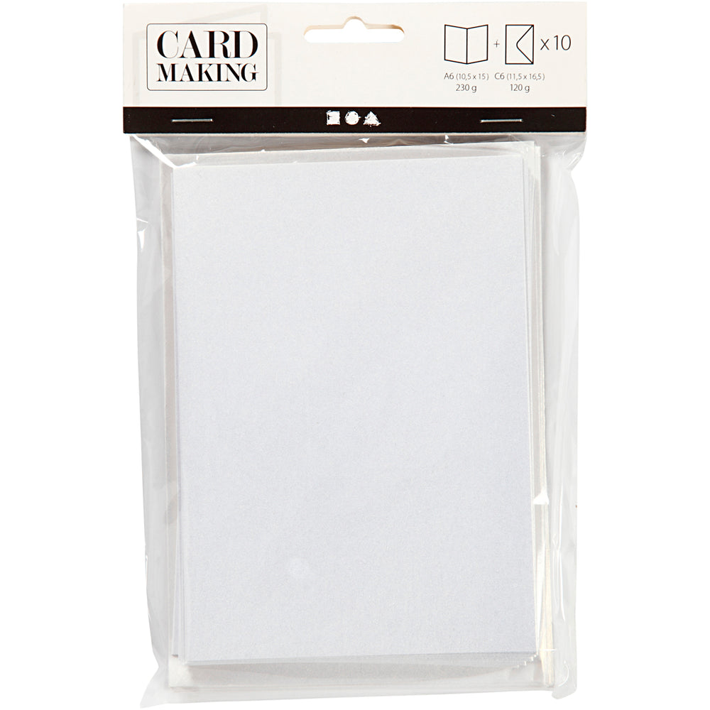 Perlemorskort og kuvert, kort str. 10,5x15 cm, kuvert str. 11,5x16,5 cm, creme, 10 sæt/ 1 pk.