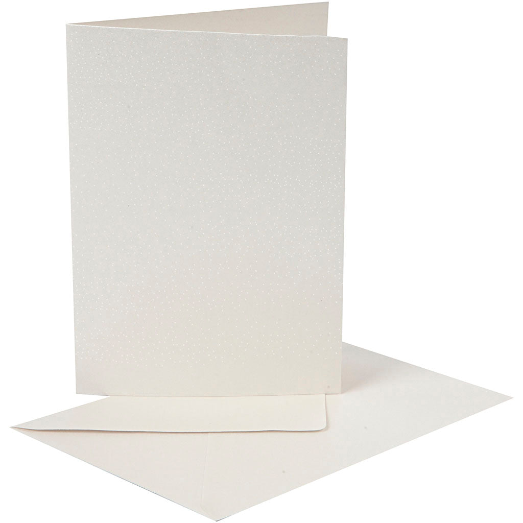 Perlemorskort og kuvert, kort str. 10,5x15 cm, kuvert str. 11,5x16,5 cm, creme, 10 sæt/ 1 pk.