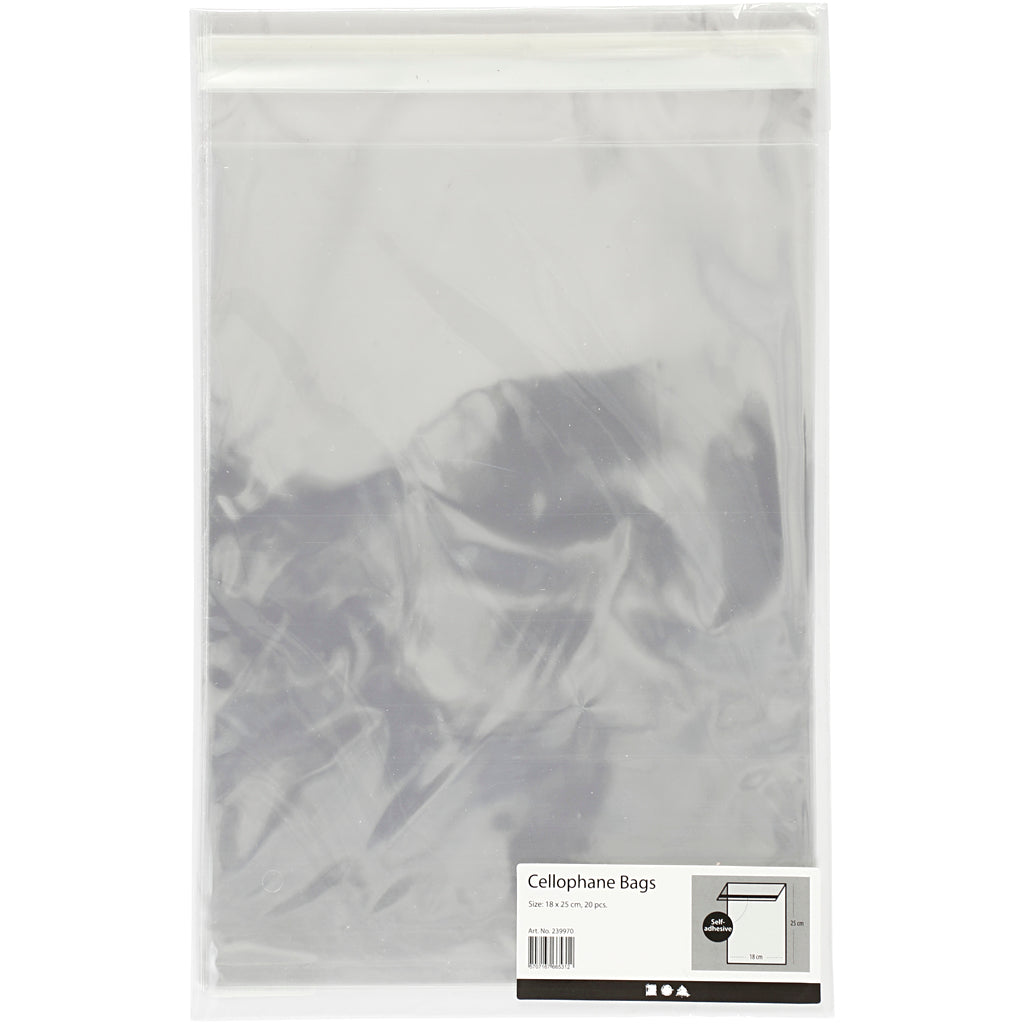 Cellofanposer , H: 25,3 cm, B: 18 cm, tykkelse 25 my, 20 stk./ 1 pk.