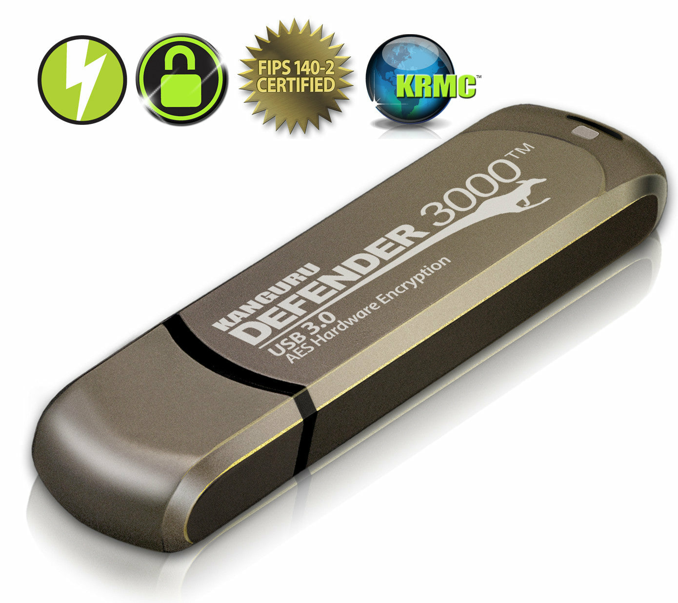 Kanguru Encrypted Defender 3000 512GB USB 3.2 Gen 1 Brun