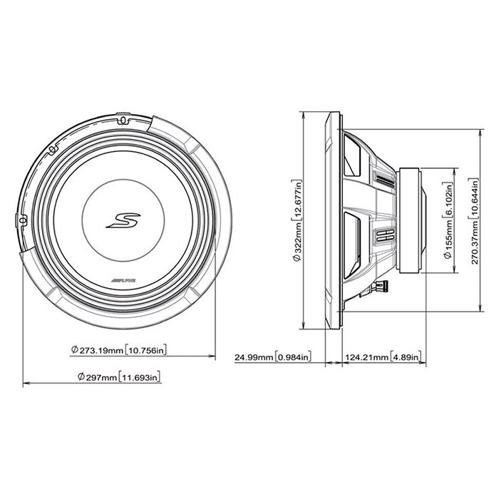 Alpine S2-W12D4 12" subwoofer dobbelt 4 ohm
