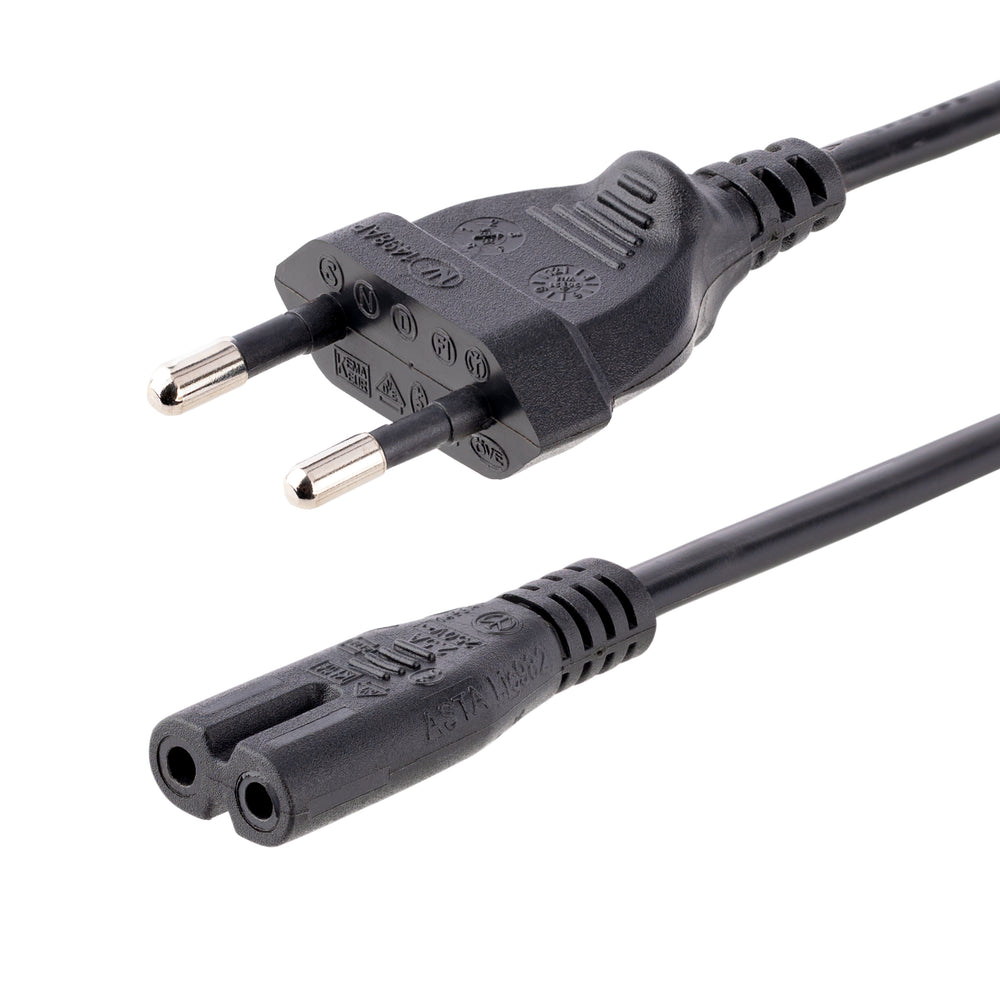 StarTech.com Strøm IEC 60320 C7 Europlug (strøm CEE 7/16) (male) Sort 1m Strømkabel