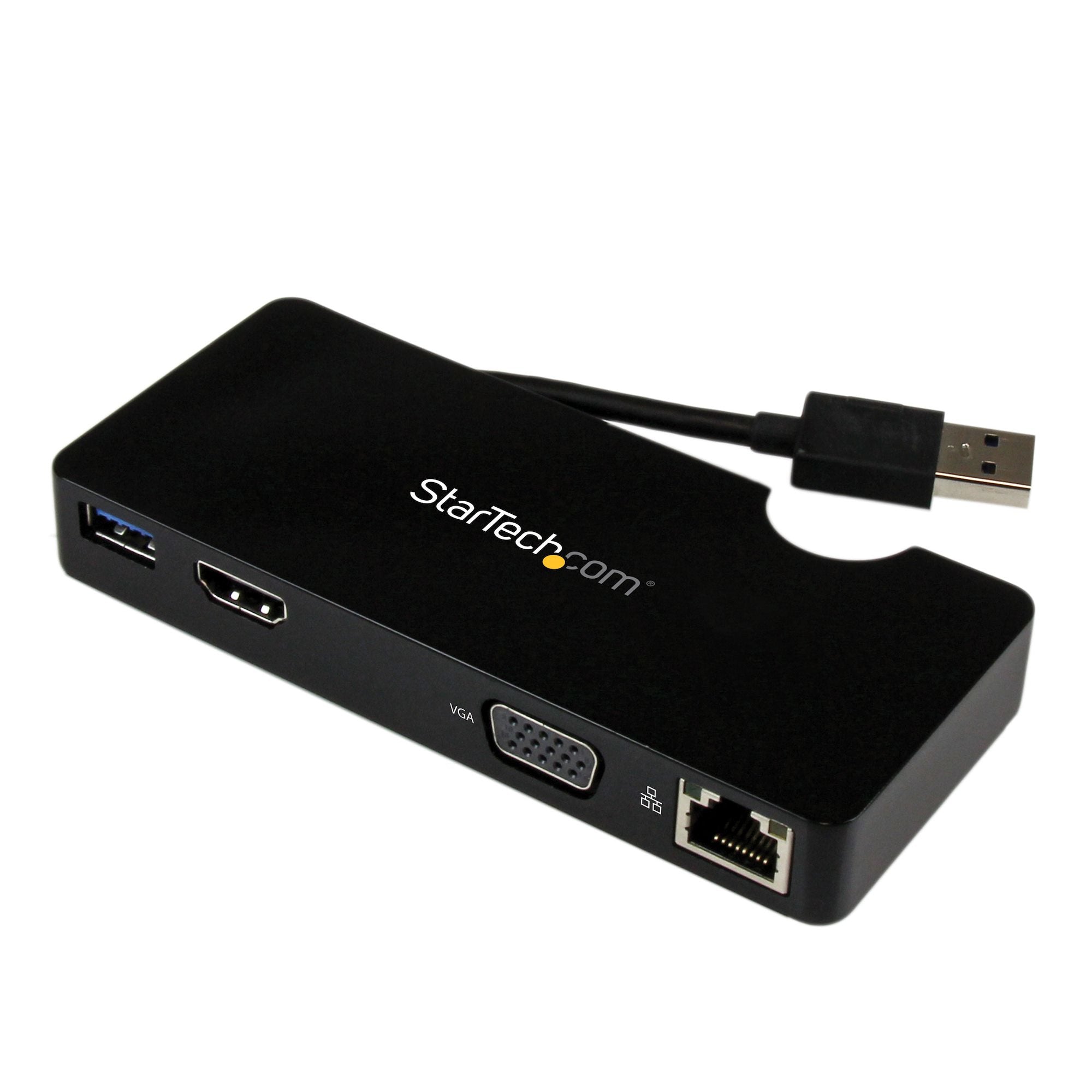 StarTech.com USB 3.0 to HDMI or VGA Adapter Dock - USB 3.0ing Station w/ USB, GbE Ports - Portable Universal Laptop Travel Hub (USB3SMDOCKHV) Dockingstation