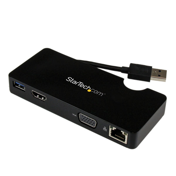 StarTech.com USB 3.0 to HDMI or VGA Adapter Dock - USB 3.0ing Station w/ USB, GbE Ports - Portable Universal Laptop Travel Hub (USB3SMDOCKHV) Dockingstation