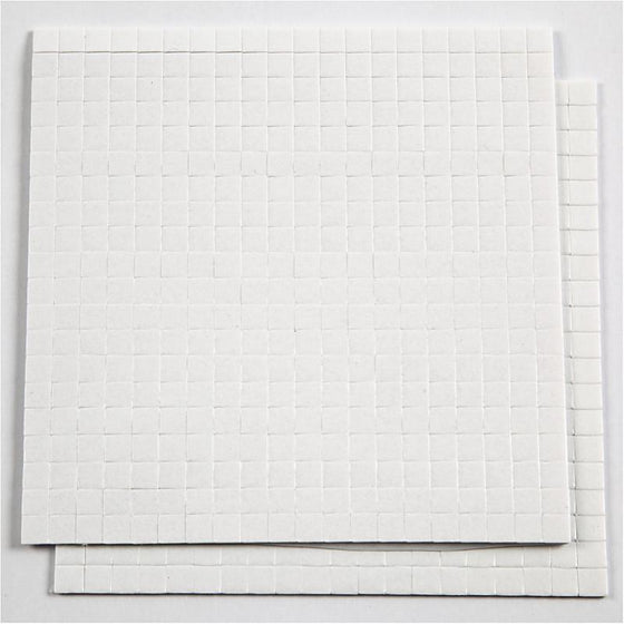 3D klæbepuder, str. 5x5 mm, tykkelse 1 mm, hvid, 2x400 stk., 2 ark/ 1 pk.